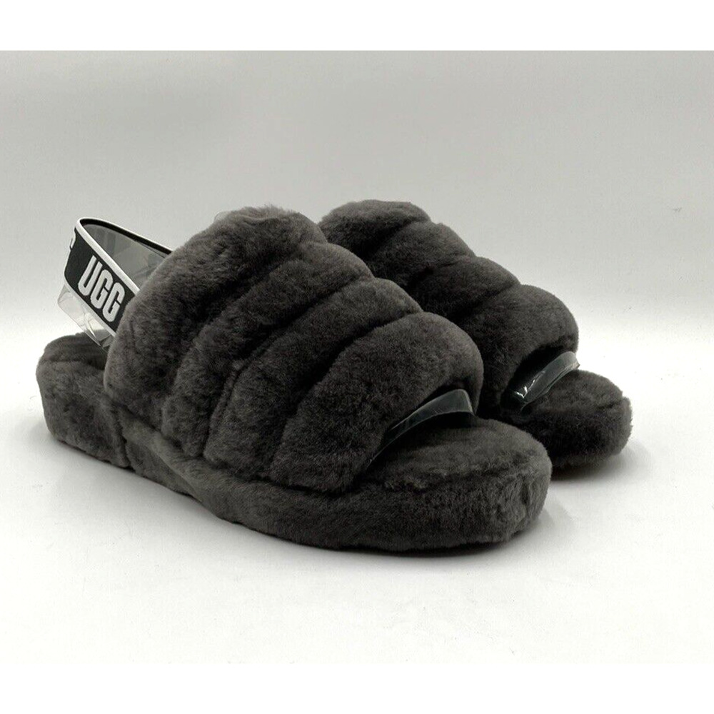 NEW UGG FLUFF YEAH Women's Slide Charcoal US Size 10 NIB